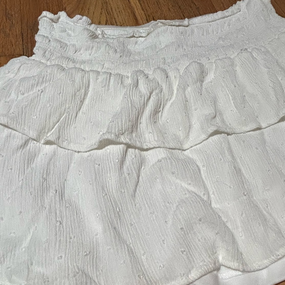 Altard State White Mini Skirt Flowy Tiered Smocked Size L - Picture 2 of 5